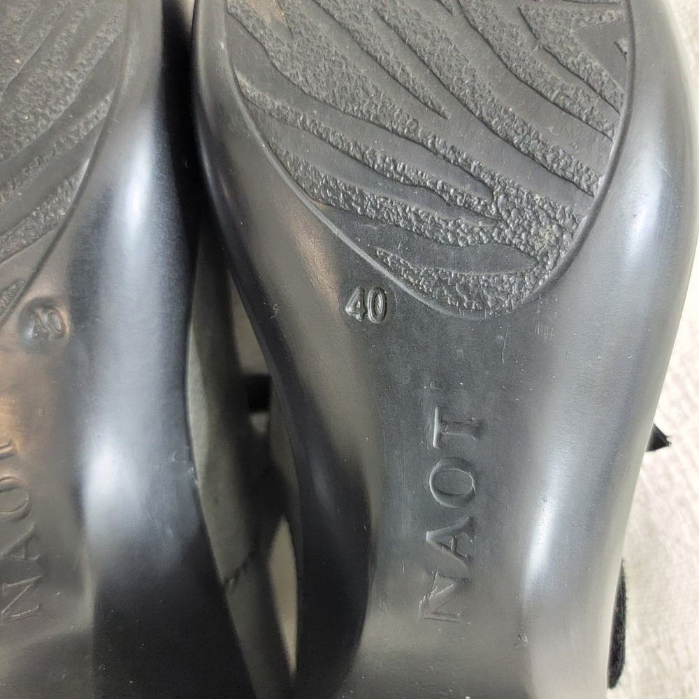 Naot Two-Tone Gray and Black Knot-Strap Heels - Picture 8 of 12